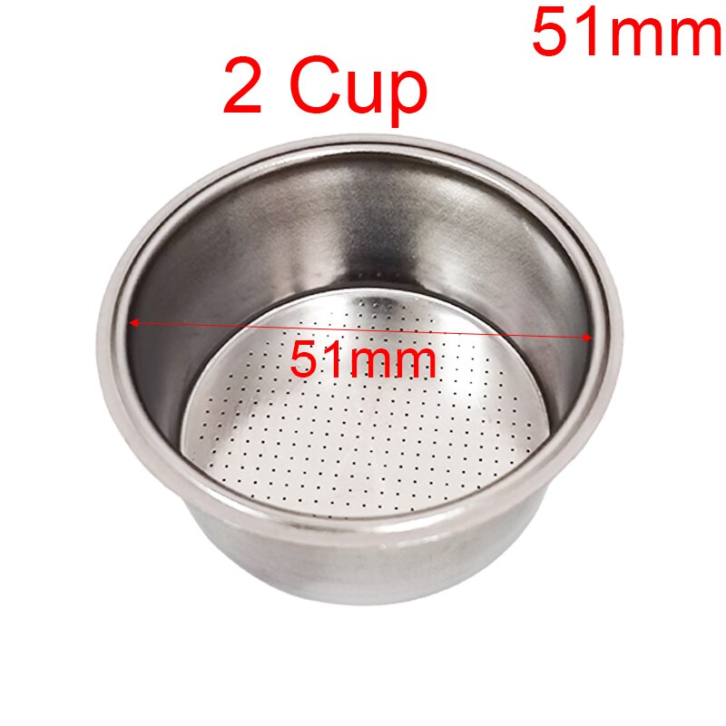 Filtro de cesta portafiltro para tazón de café 51mm 1 solo 2 taza de limpieza Doble: 51MM 2 Cup