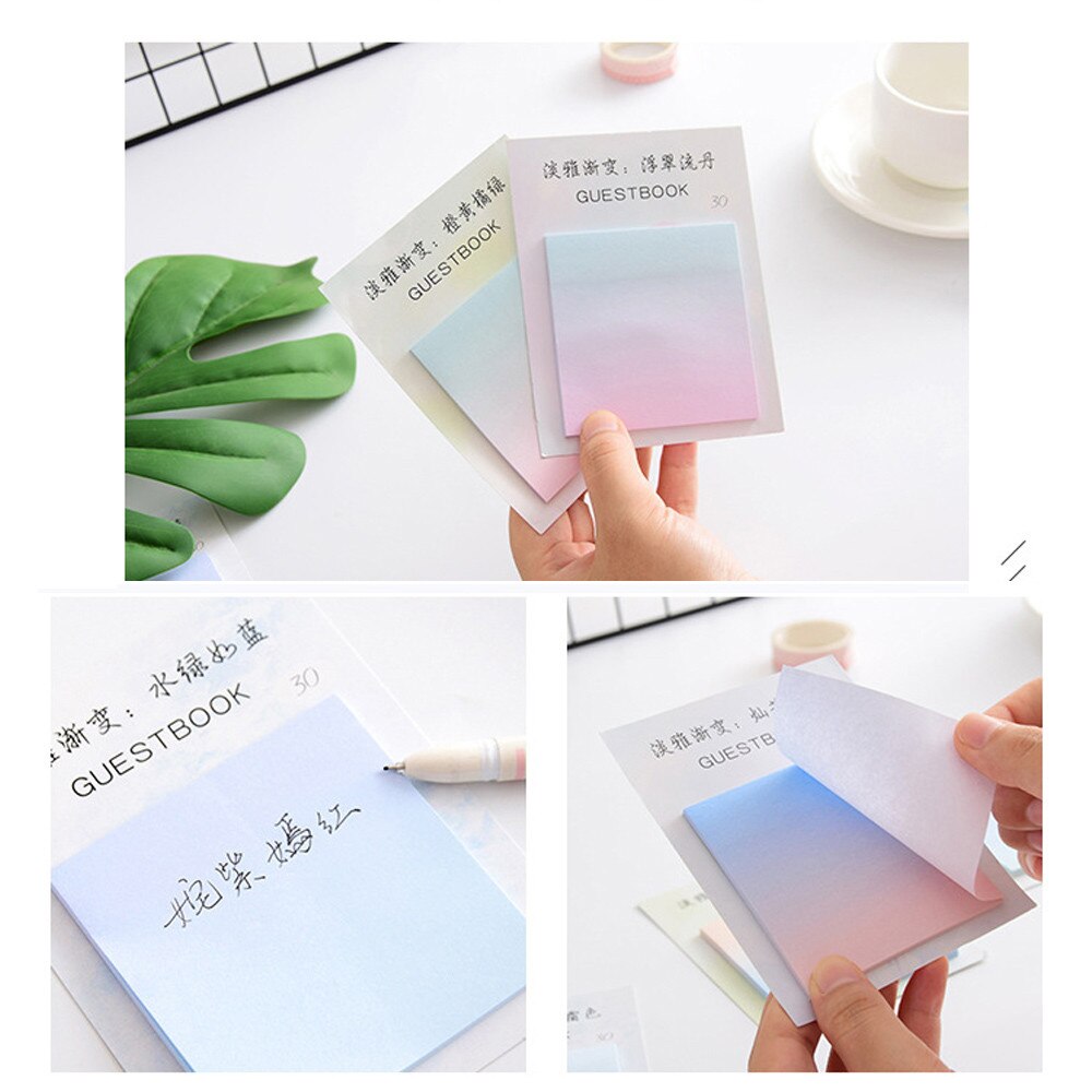 Cute Gradient Color Series Self-Adhesive Memo Pad Sticky Notes Bookmark School Office Kawaii Sticky Notes Stationery Stickers