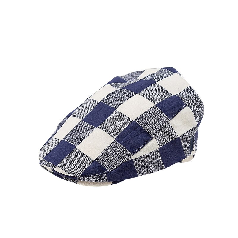 Baby Hat for Boys Cotton Plaid Baby Boys Hat England Vintage Cotton Kids Beret Cap for Children 5 Colors