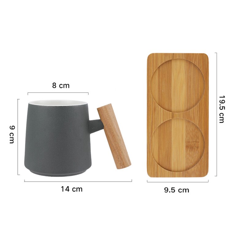 Juego de tazas de boca de cerámica con mango de madera, accesorios de decoración para el baño, hogar, Hotel, 3 unidades