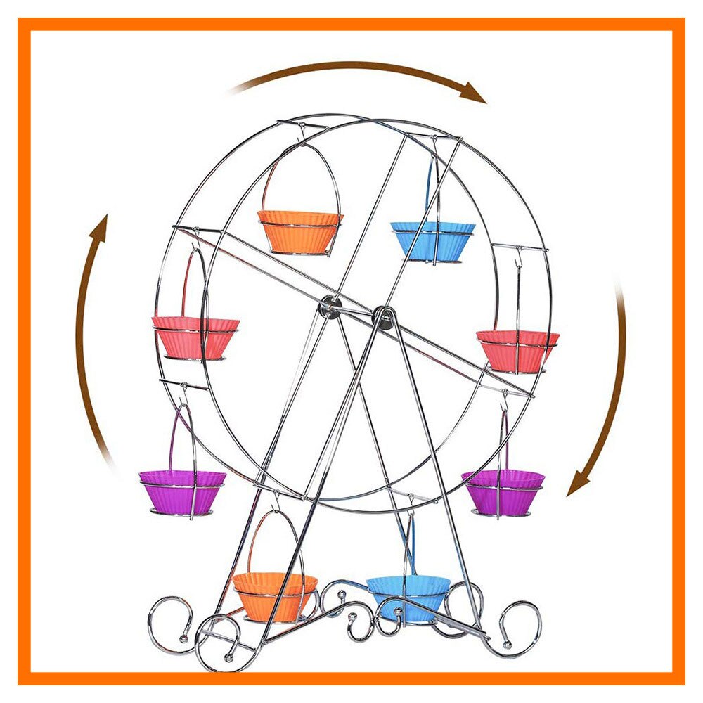 Rvs Cake Display Houder Reuzenrad 8 Cup Cake Stand Draaien Wedding Party Verjaardag Bakken Tools Dessert Decor