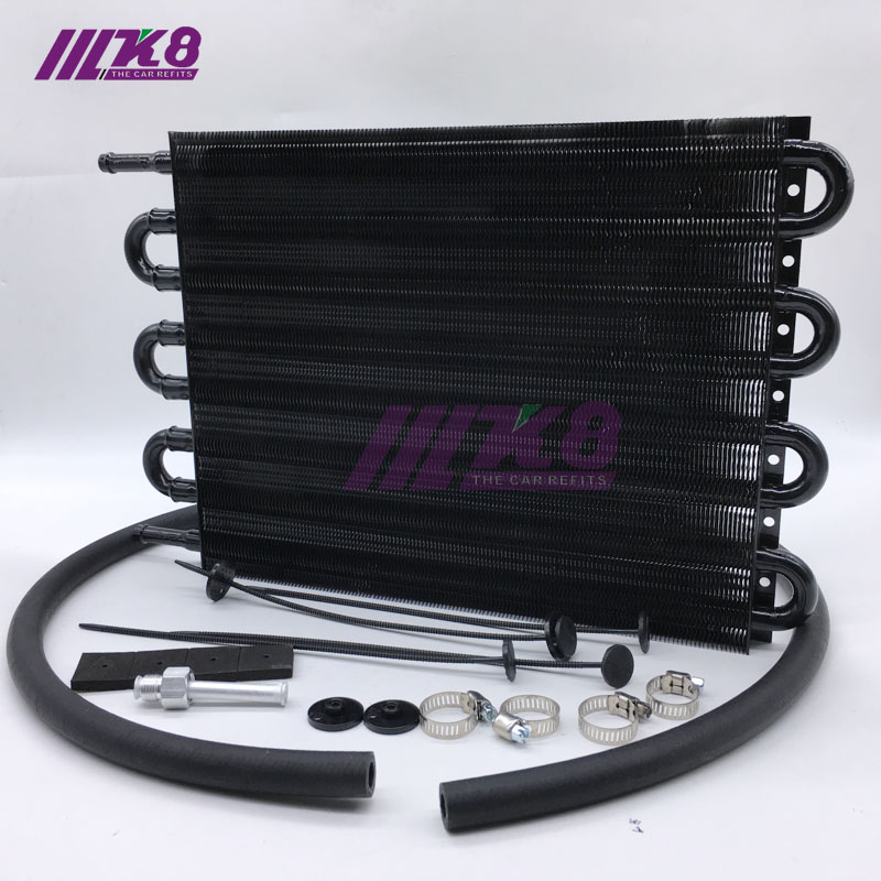 Oil Cooler Aluminum Transmission Oil Cooler Automatic Stacked Plate Oil Cooler Radiator 4 6 8 12 13Row 15Row 22Row: 8-Row Black
