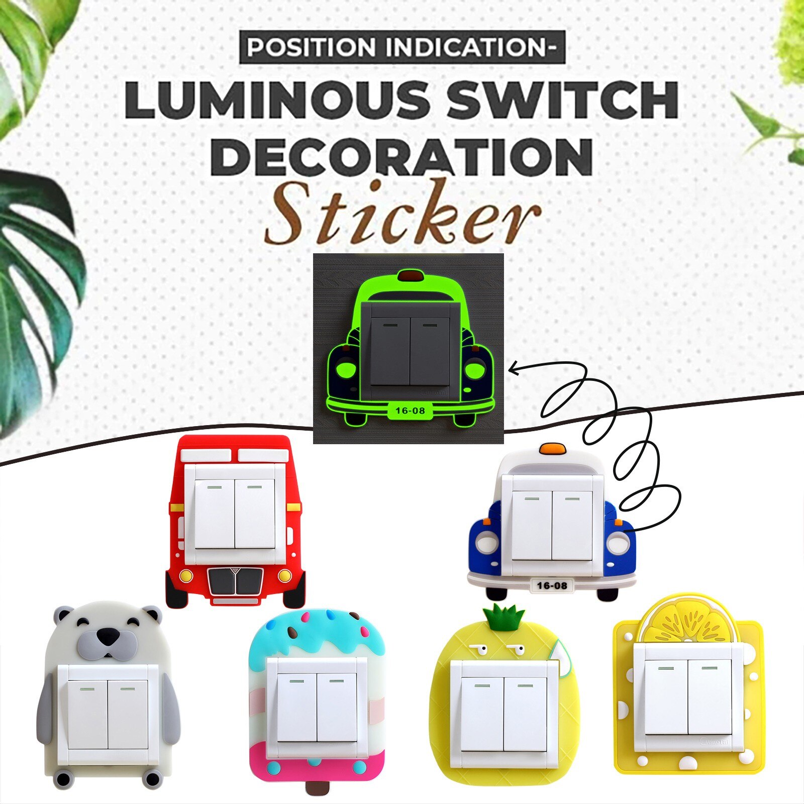 kreskówka Pattn obudowa przełącznika wystrój pokoju 3d silikonowe na-wyłączony naklejka strąk włącznik światła gniazdo z przełącznikiem naklejki ścienne naklejka robić dziecięcego pokoju # p30