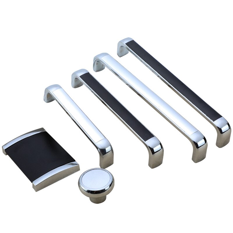 Zinklegering handvat, zwarte aluminium plaat, keukenkastdeurgreep, moderne kledingkast, ladeknop, meubeldecoratie
