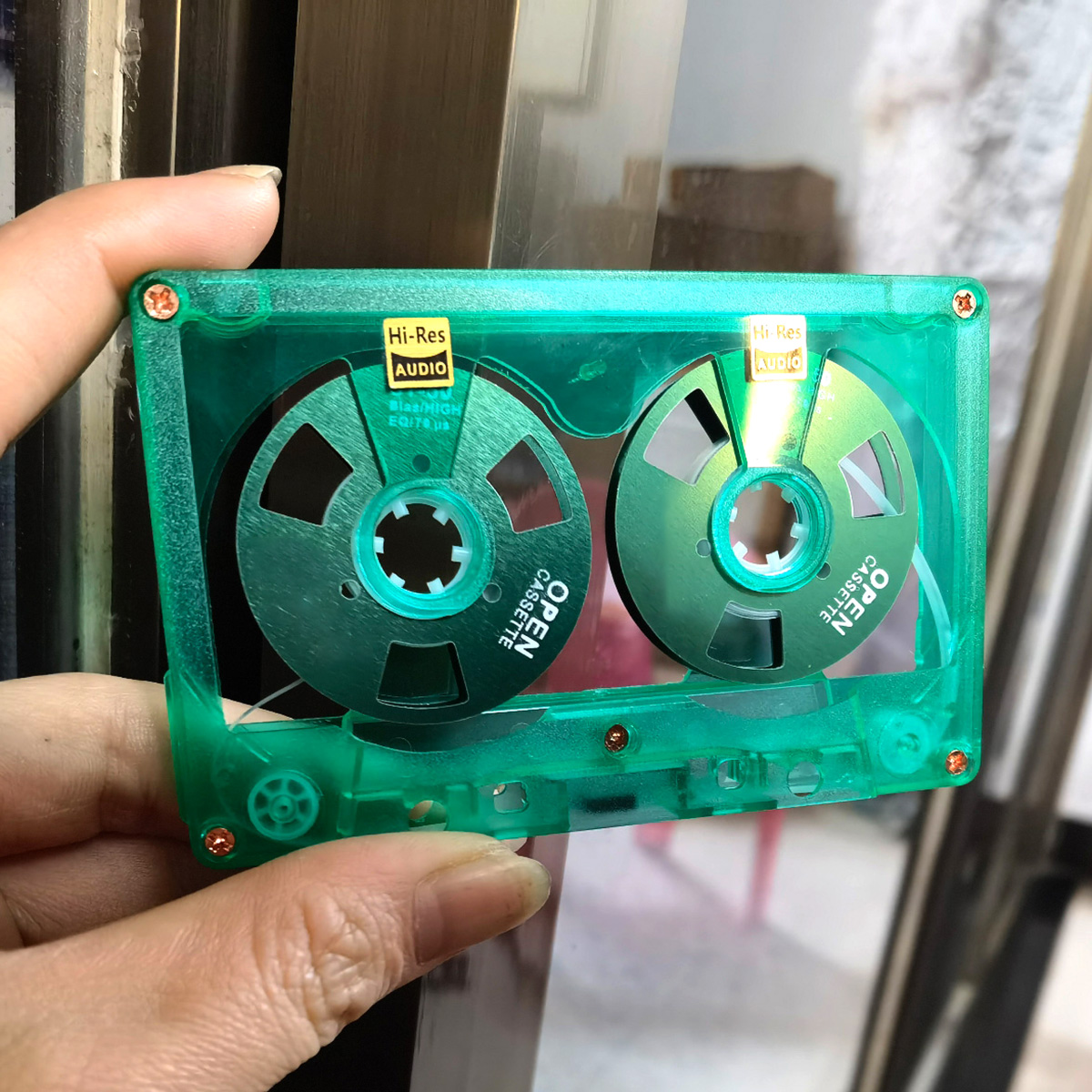 Audio Cassette Reel to Reel Tape Cassette 50 Minute Blank Tape Double Sided Metal Reel Hollow Case Self-made: Khaki