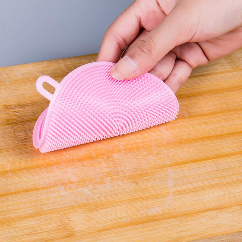 Silicone Dish Washing Brush Scrubber Multifunction Scouring Pad Clean Antibacterial Brushes Kitchen Cleaning Antibacterial Tool
