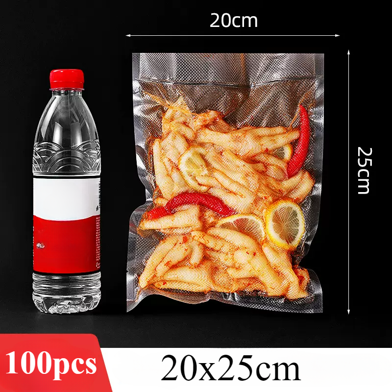 Vakuumverpackungsbeutel für Lebensmittel, 100 Stück, leere Lebensmittel-Vakuumbeutel für Vakuumierer, Lebensmittel frisch, lange Aufbewahrung, Verpackungsbeutel: Licht Grau