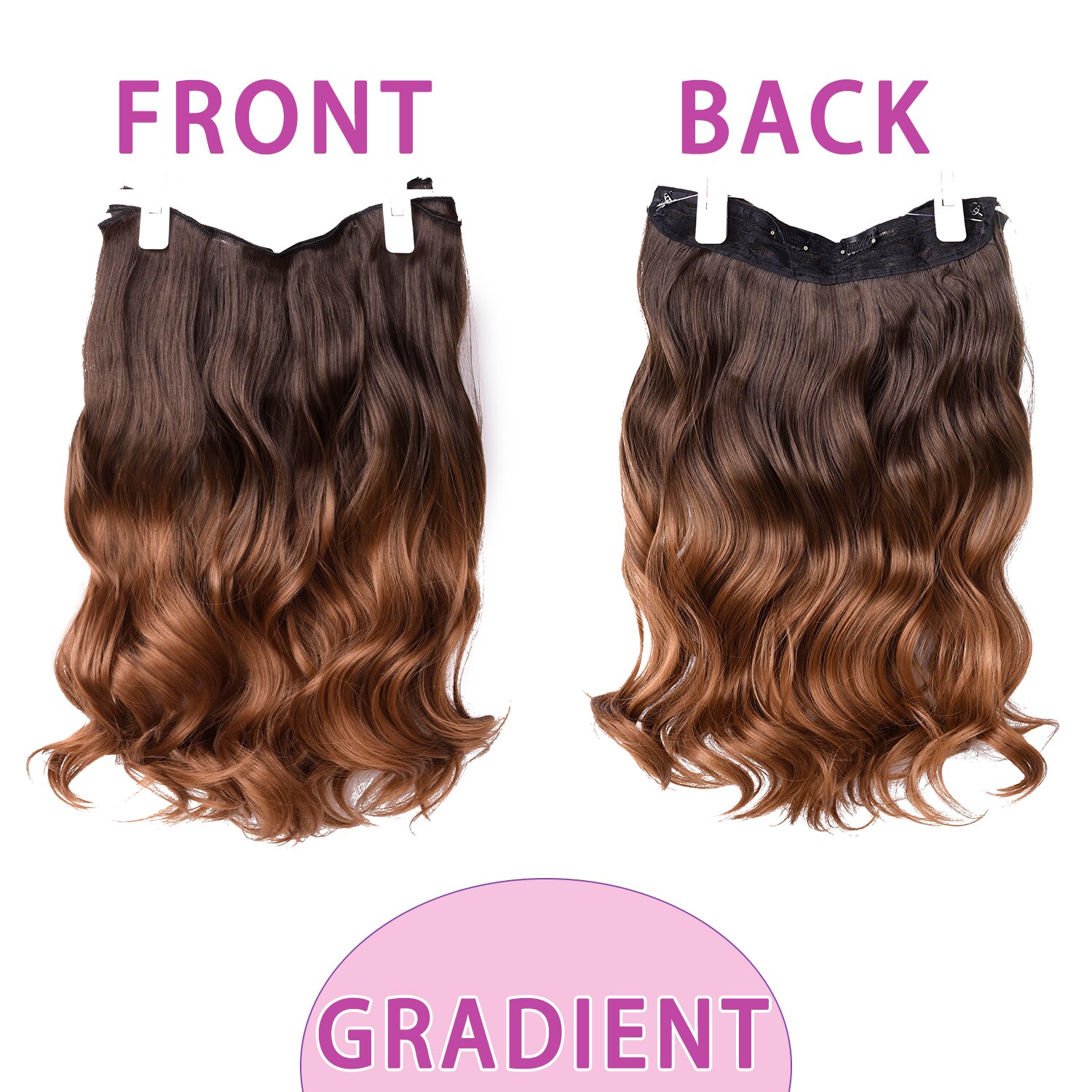 Silike – Extensions de cheveux synthétiques 16 pouces, postiche Halo Invisible, ligne de poisson, 6 Clips, longue ondulée, résistante à la chaleur, 3 postiches pour femmes: P1b / 30