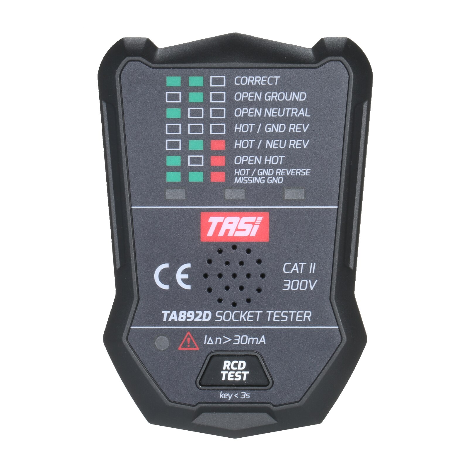 TASI Electric RCD Socket Tester Multifunctional Circuit Detector Ground Wire Zero Line Live Line Leakage Tester Voice Broadcast: TA892D-UK Plug
