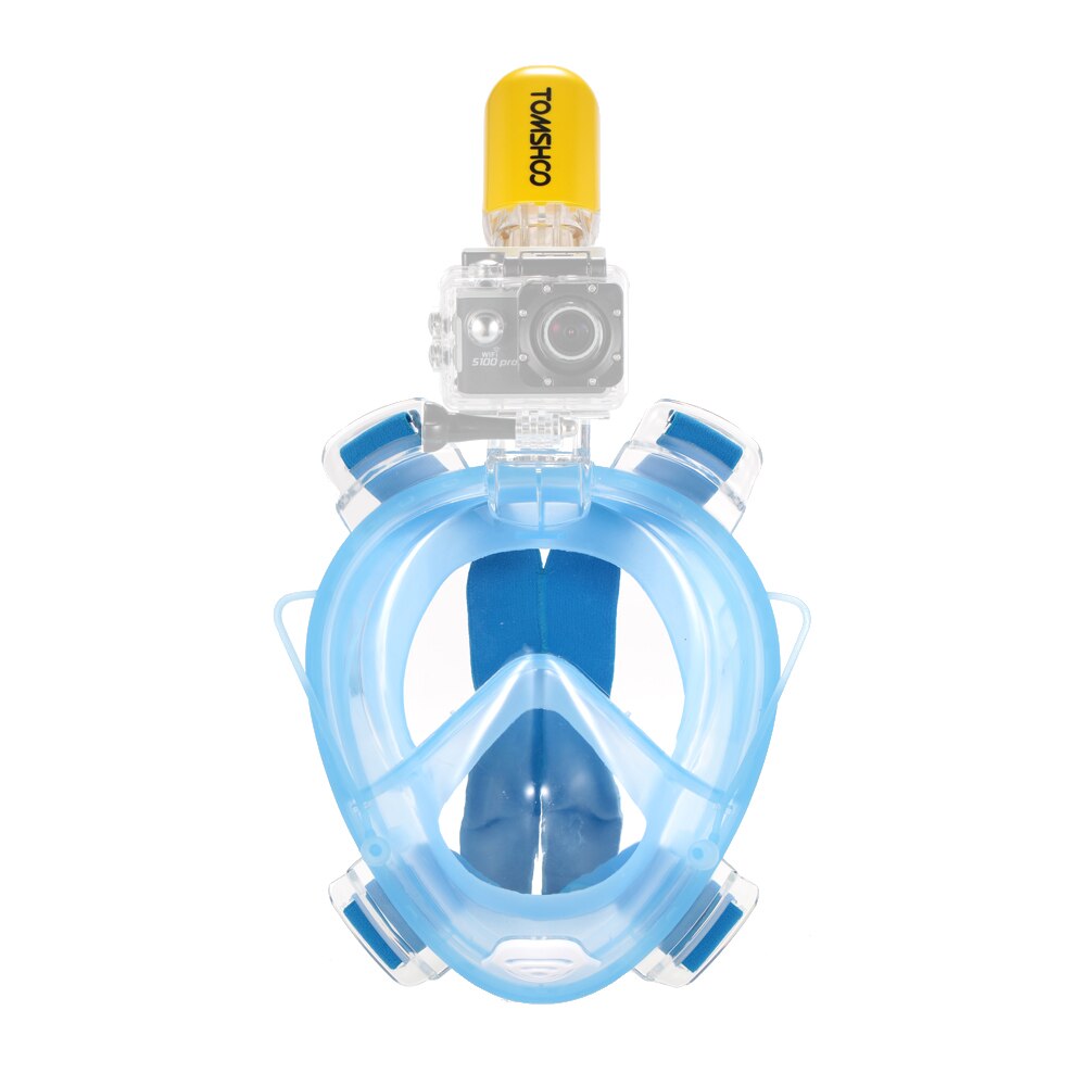 Tomshoo Adult Easy Swimming Diving Snorkeling Mask 180° Panoramic Full Face Free-diving Scuba Diving Equipment Gear: Blue S-M-2