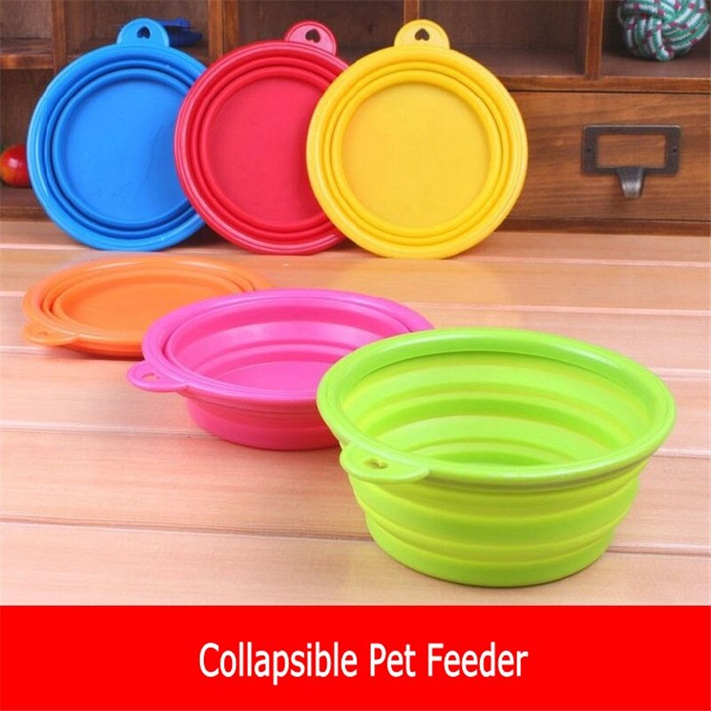 Cuenco plegable para perro y gato, contenedor de comida para mascotas, plato de agua, alimentador portátil para perros y gatos