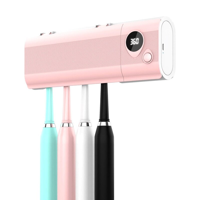 Smart Induction UV Light Toothbrush Holder Sterilizer Box Toothbrush Cleaner Toothpaste Dispenser Wall Mount 1500mAh Capacity