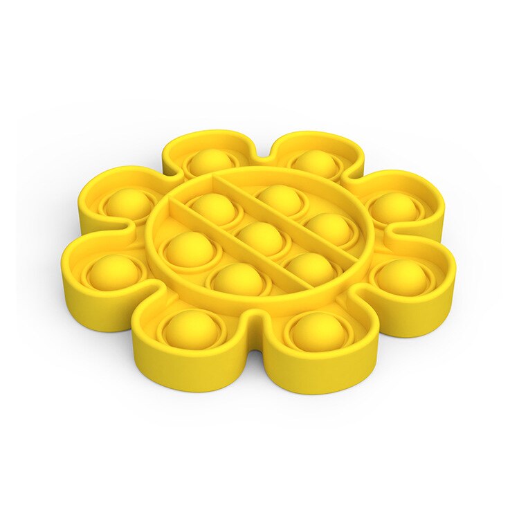 Silicone Push pop Poke pop Bubble Sensory Fidget Toy, Pop It Fidget Toy, Squeeze Sensory Toy, Reliever Stress: Flowers  Yellow