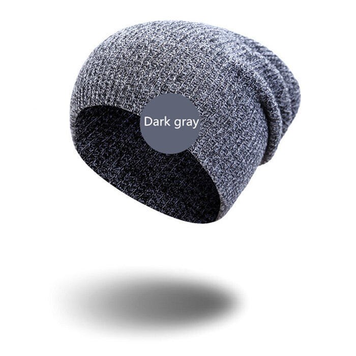 Gebreide hiphop hoed dames warme winter casual acryl casual gehaakte skimuts zachte losse gestreepte damesmuts herenmuts: Donkergrijs