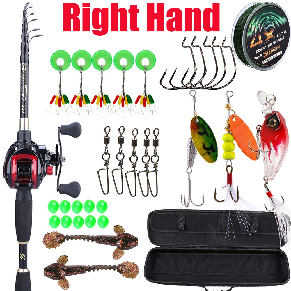 Sougayilang 1.8-2.4m teleskopisk casting fiskeri combo bærbar ultralet stang og fiskehjuls fiskegrej med 7.1:1 gearforhold