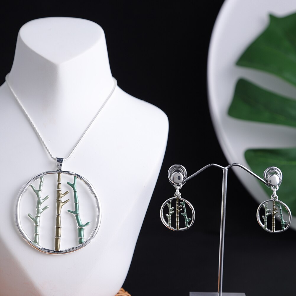 Sprzedaż Cring Coco kwiat magnolii zestawy biżuterii moda rezygnacja wisiorek naszyjniki niebieski emalia naszyjnik łańcuszkowy kolczyki dla kobiet: SE2122SIGN