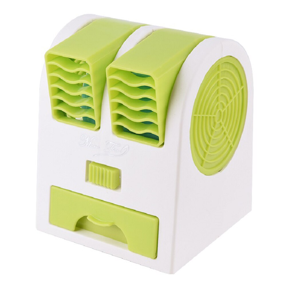 USB Mini Air Conditioner Portable Personal Cooling Fan Double Air Outlet Summer Desktop Air Cooler Fan: green