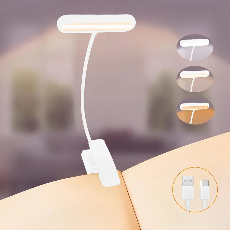 LED-boeklicht Leeslamp Oogzorgzame clip-on USB Oplaadbare dimbare lichtlamp Verstelbare flexibele nachtleeslamp: changeable
