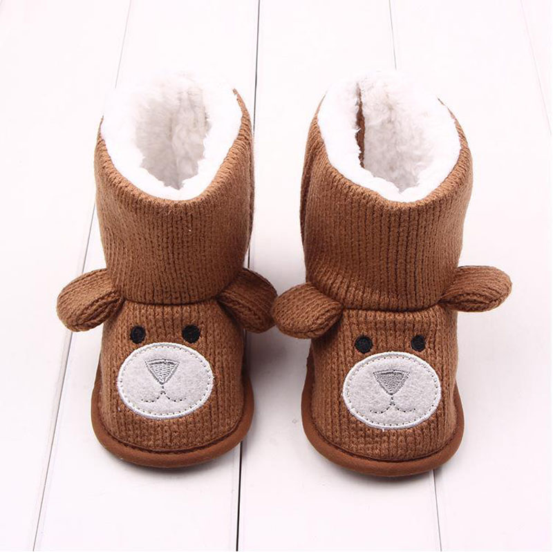 0-18M Newborn Infant Baby Girls Boys Winter Boots Cute Cartoon Bear Shoes First Walkers Super Keep Warm Snowfield Booties Boot