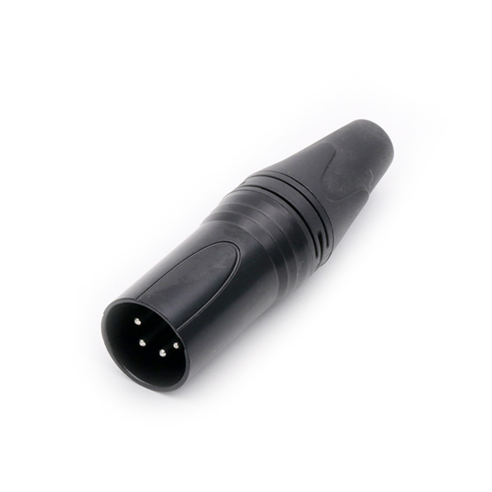Connecteur de câble de micro XLR mâle à 4 broches, nickelé, 4 pôles, noir, , 10 pièces/lot