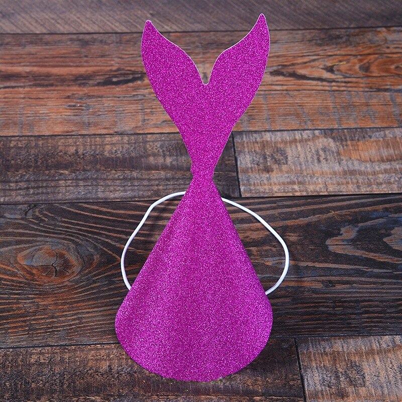 10Pcs Papier Glitter Mermaid Verjaardag Hoed Kinderen Mermaid Hoofdband Decoratie Caps Diy Kartonnen Mermaid Tail Hoeden Photo Props: Rose