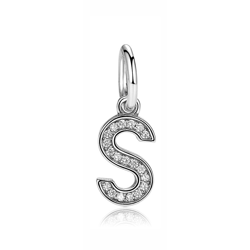 Original 100% de Plata de Ley 925 del encanto del grano de A-Z cartas colgante encantos alfabeto pulseras de las mujeres la fabricación de la joyería DIY
