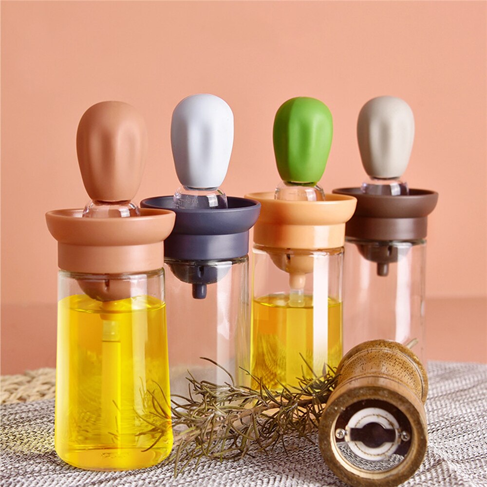 Glass Olive Oil Bottle Measuring Dispenser Bottle Kitchen Cooking Baking Barbecue Baking Vinegar Silicone Pastry Dropper Brush