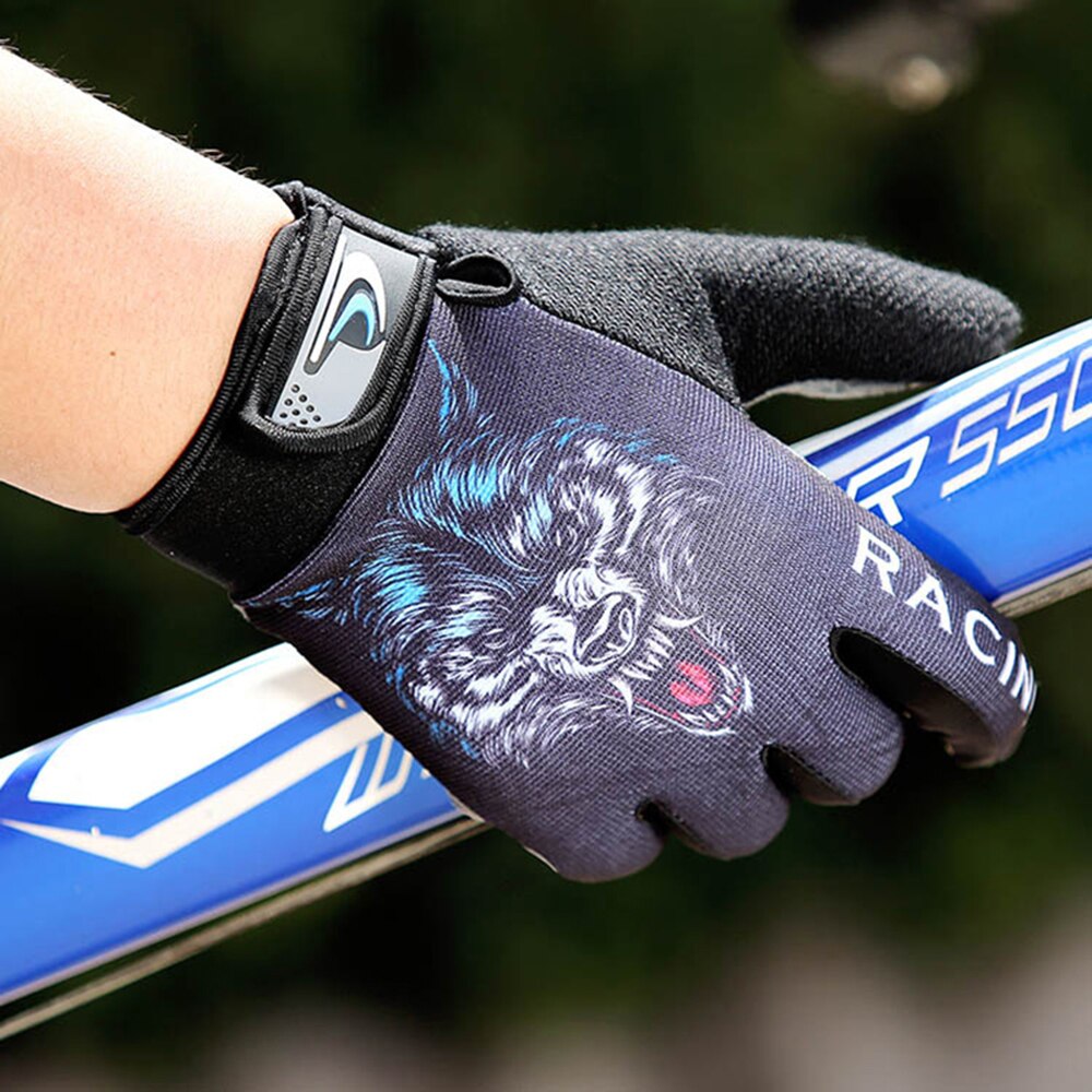 Sommar tunn sektion andas pekskärm utomhus cykel ridhandskar unisex varghuvud klätterfiske handskar