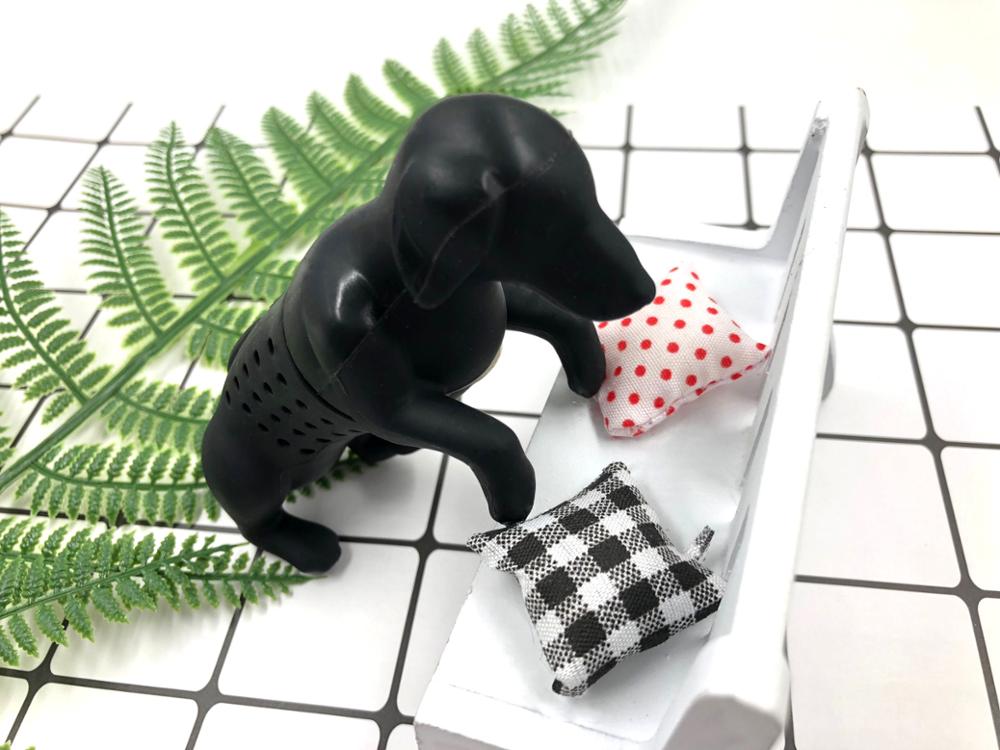 Silicone Thee-ei Teckel Thee Ball Leaf Theezeefje Voor Brouwen Apparaat Herbal Spice Filter Keuken Gereedschap: Black