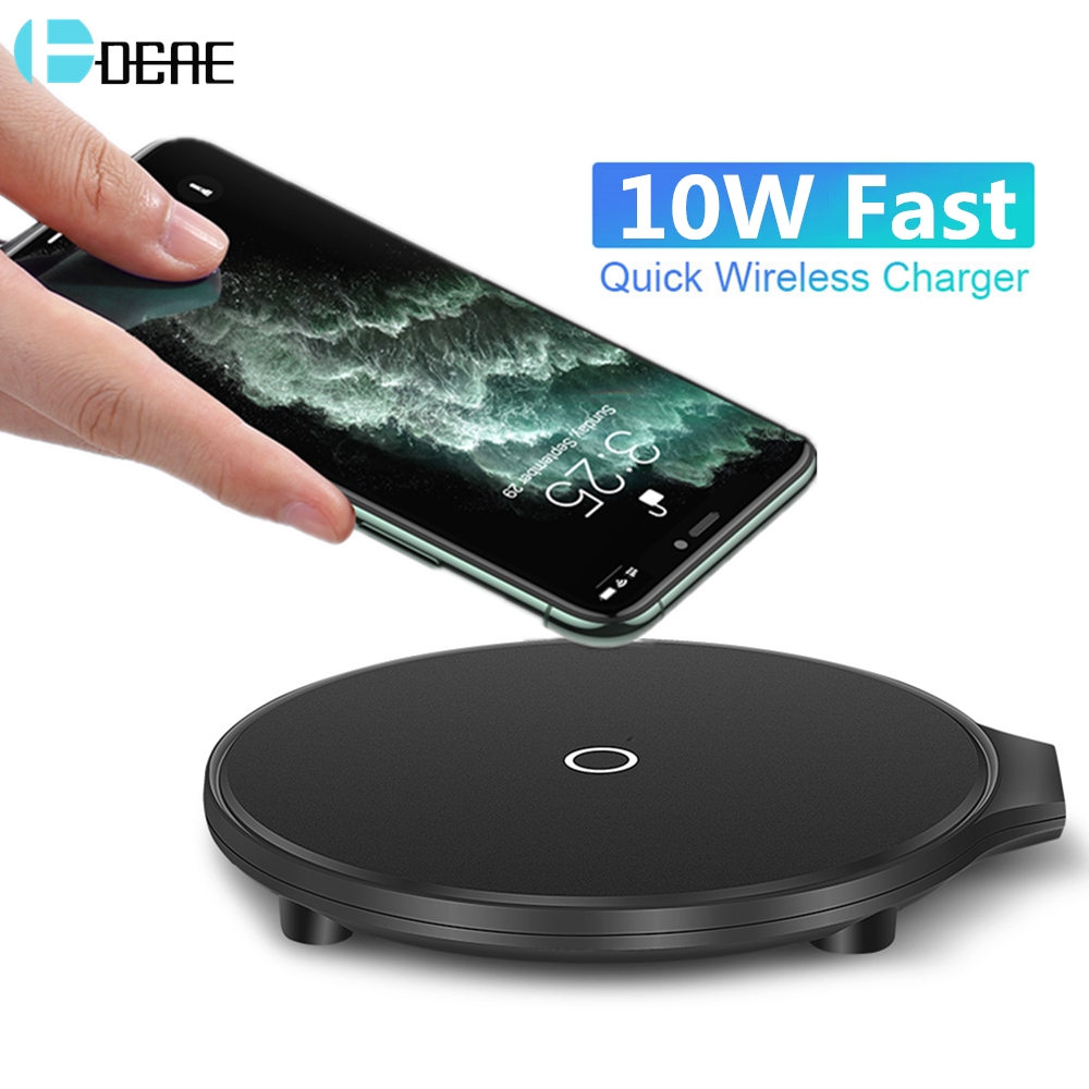 DCAE QI 10W cargador inalámbrico QC 3,0 carga rápida para Apple Airpods Pro iPhone 11 XS XR X 8 almohadilla de carga rápida para Samsung S10 S9