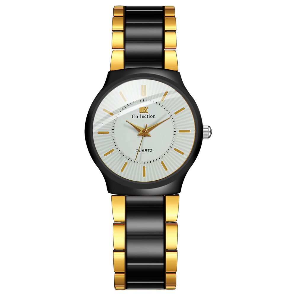 Zwart Roestvrij Stalen Band Vrouwen Horloges Dames Klok Quartz Horloges Zegarek Damski Reloj Mujer: white face