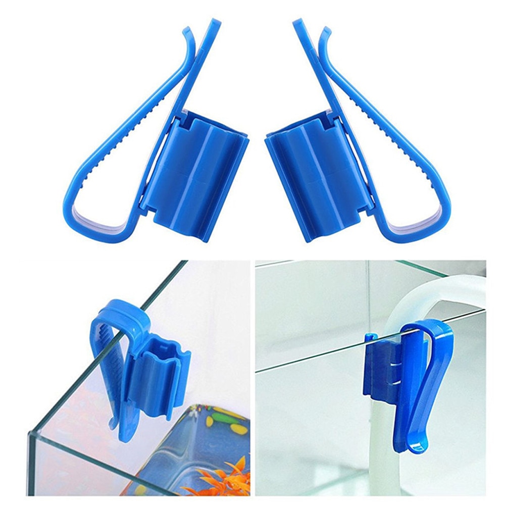 2X Plastic Aquarium Tank Water Pipe Clamp Hose Tube Rod Fixing Clip Mount Holde