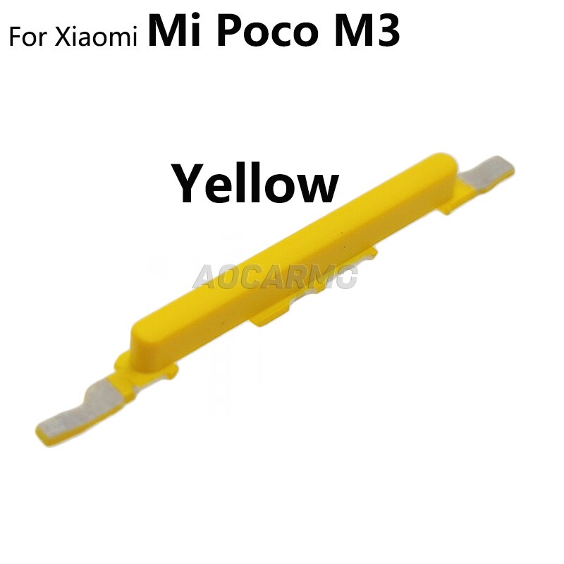 Aocarmo Voor Xiaomi Poco M3 Zijknoppen Power On/Off Volume Up Down Schakelaar Key Vervanging Deel: Yellow