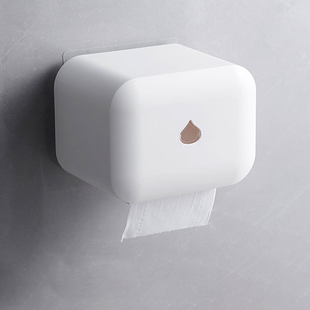 Wall Mounted Roll Paper Holder Box Self With Cover Toilet Paper Dispenser Waterproof Shelf Storage Bathroom Supplies