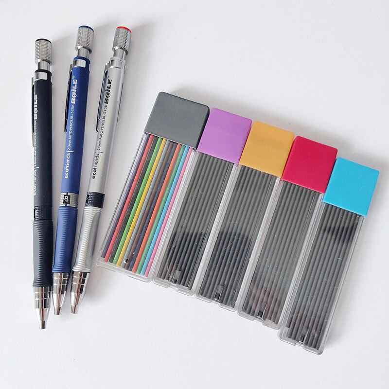 2.0mm Mechanical Pencil 2B Automatic Pencil Black/Colorful Refills for Drawing Painting School Office Stationery Supplies
