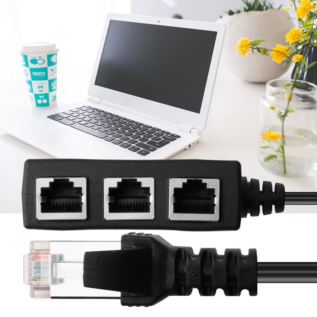 RJ45 Ethernet Cable Adapter Splitter 1Male To 3Female Port LAN Network Plug 3in 1 Adapter NetWork Accessories
