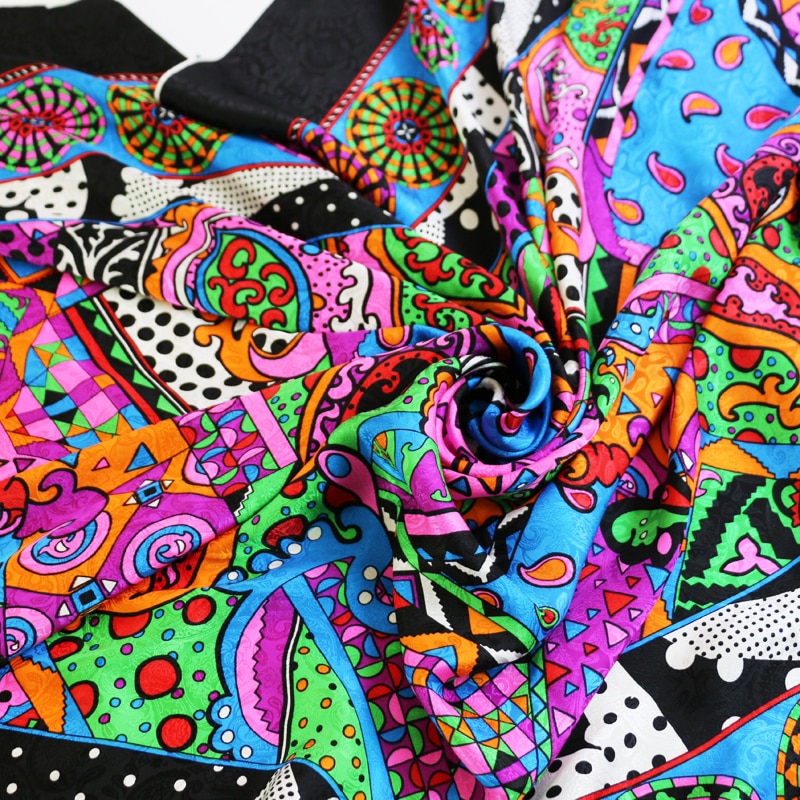 100cm*114cm natural silk fabric patchwork printed silk satin charmeuse crepe jacquard