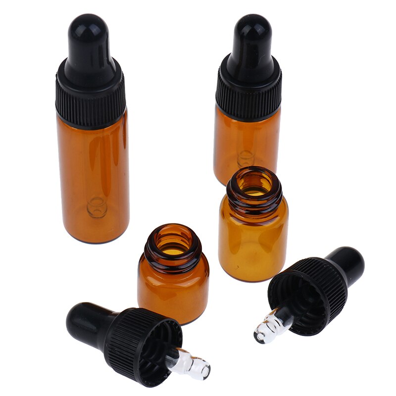 10pcs Vegetable Oil Essence Store Essential Oils Storing Perfume Essential Oil Dropper Glass Bottles 1ml 2ml 3ml 5ml