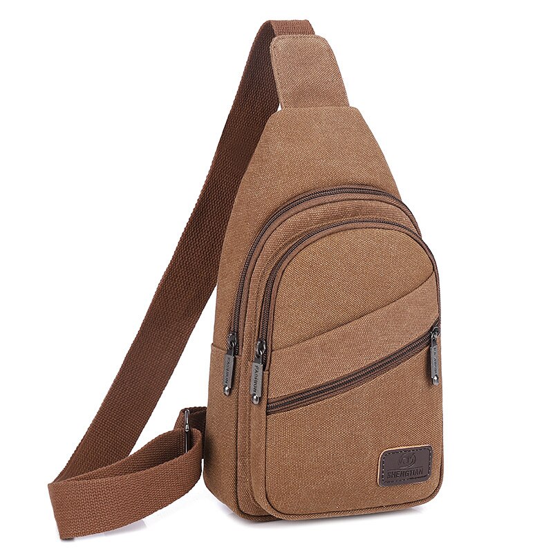 Canvas Borst Tas Voor Mannen Crossbody Borst Pack Voor Reizen Schoudertas Casual Dagrugzak Canvas Tas Voor Telefoon Portefeuilles Sleutels: Brown