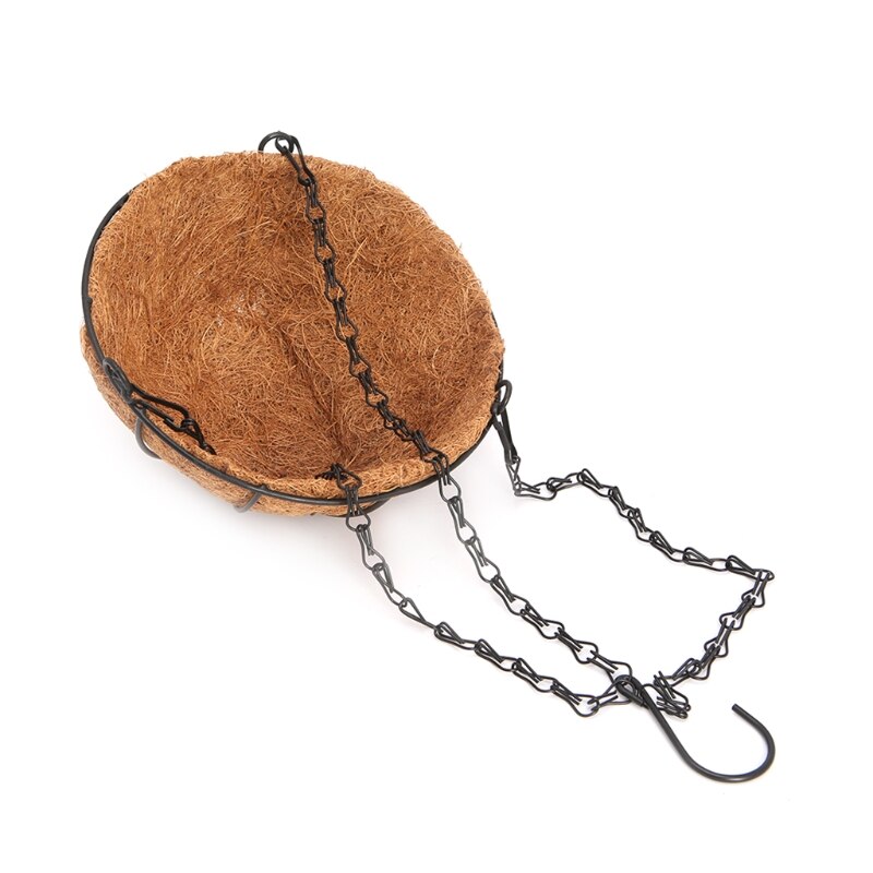 Maceta colgante de coco para flores y verduras, maceta para decoración de jardín, arte del hierro,