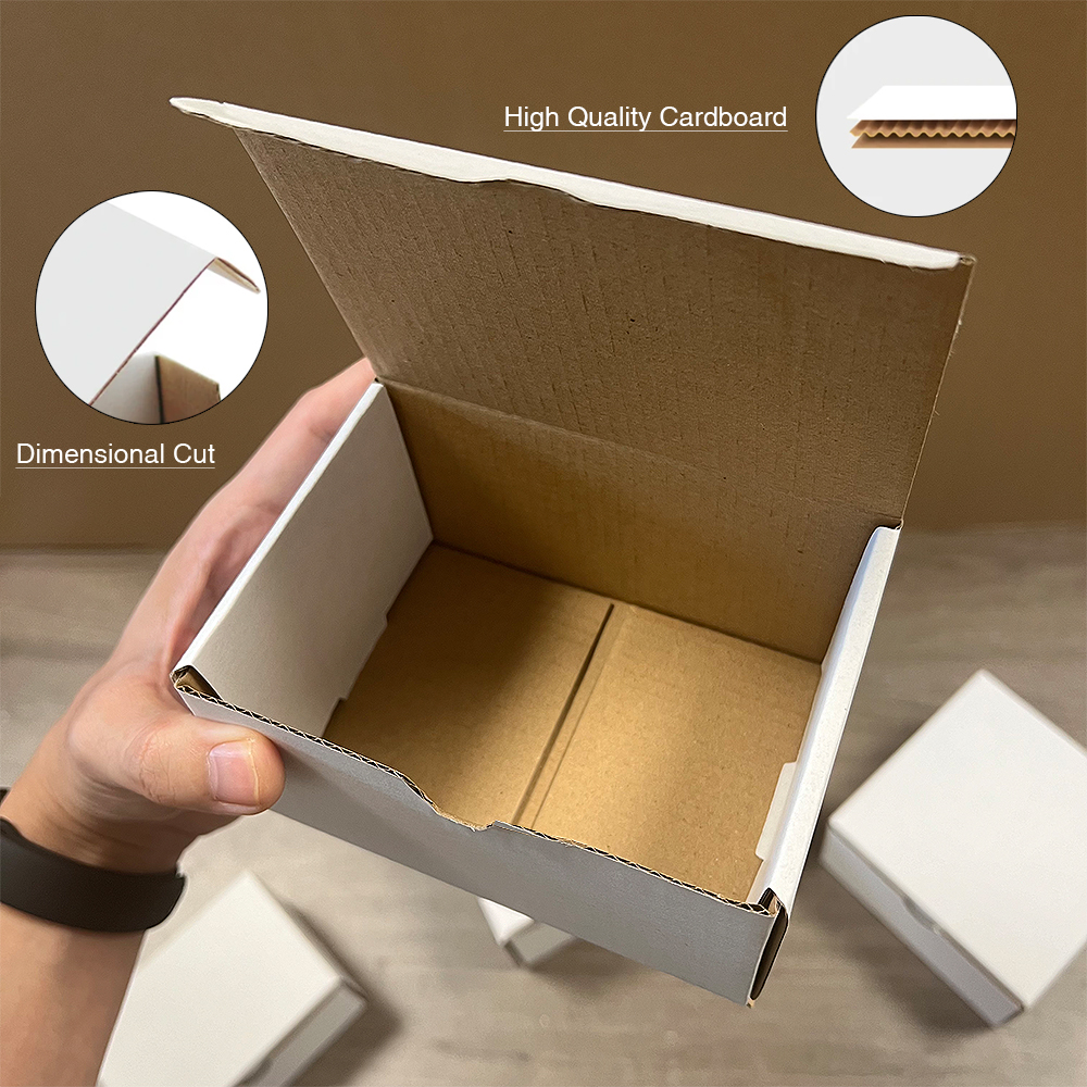 Boîte d'emballage en papier ondulé pliable blanc, 10 pièces/lot, boîte en Carton de mariage pour petites entreprises, boîte de rangement d'emballage, boîte de courrier