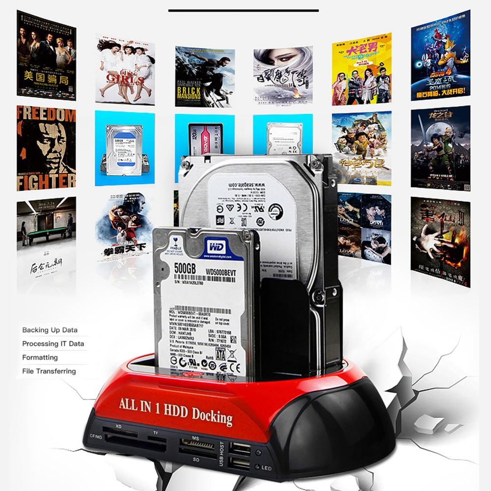 Tishric ide sata dual all  in 1 hd/ hdd docka/dockningsstation hårddisk/enhet hdd 2.5 3.5 läsare usb eu extern box hölje