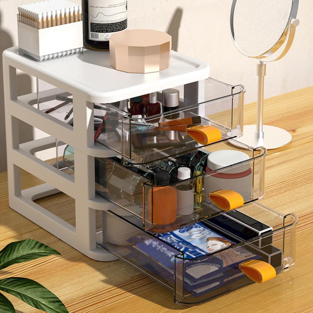 Multi-functional Desktop Storage Box Multi-layer Makeup Cosmetic Drawer Space Saving Plastic Storage Drawers Desktop Organizer