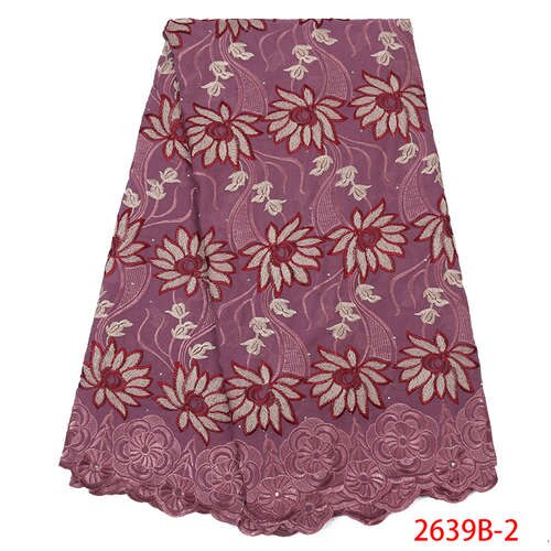 Latest african laces swiss lace dry lace fabrics cotton lace fabric with stones KS2639B-4: 2639B- 2
