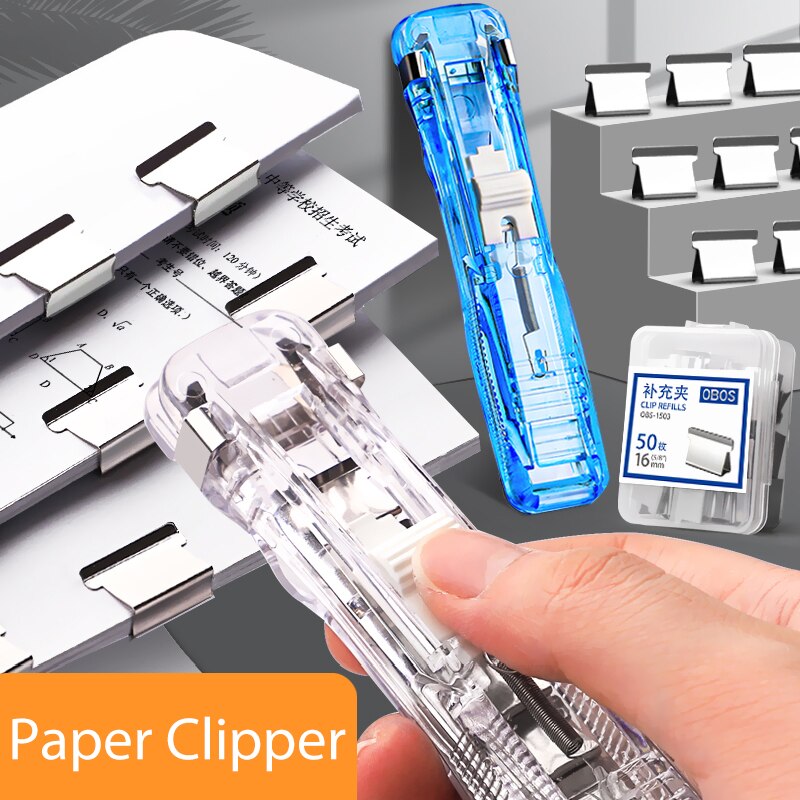 Mini pince à main réutilisable sans trace, agrafeuse à pression, classeur de livres en papier, bureau, école, étudiant, reliure, outils et fournitures