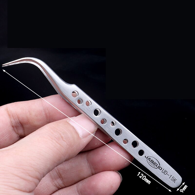 Saytl eletrônica pinças industriais antiestáticas curvas ponta reta precisão inoxidável fórceps reparo de telefone ferramentas manuais conjuntos: UD-15
