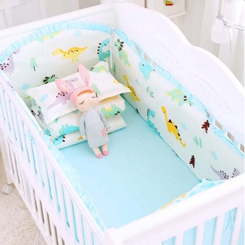 5 PCS Cartoon Baby Bed Bumper Set 120*70CM Nordic Cotton Cot Bumper For Newborns Crib Sides Cradle Protector Children Room Decor