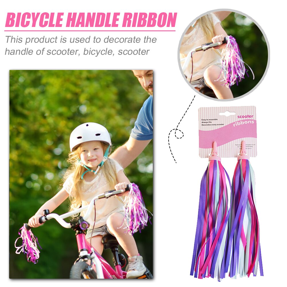 Cintas de borlas para manillar de bicicleta, cintas de colores para decoración de bicicleta, accesorios de ciclismo para niños, 2 uds.