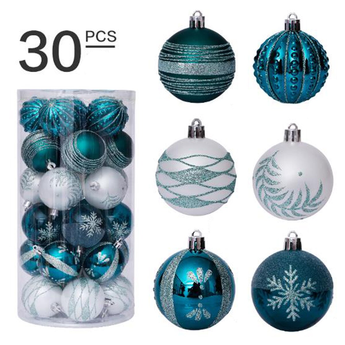 Ornamentos de plástico transparente para bolas, 6 cm, 30 peças, cor de bola de natal, decoração para casa, festa, mercado de natal, pingente de árvore: 1