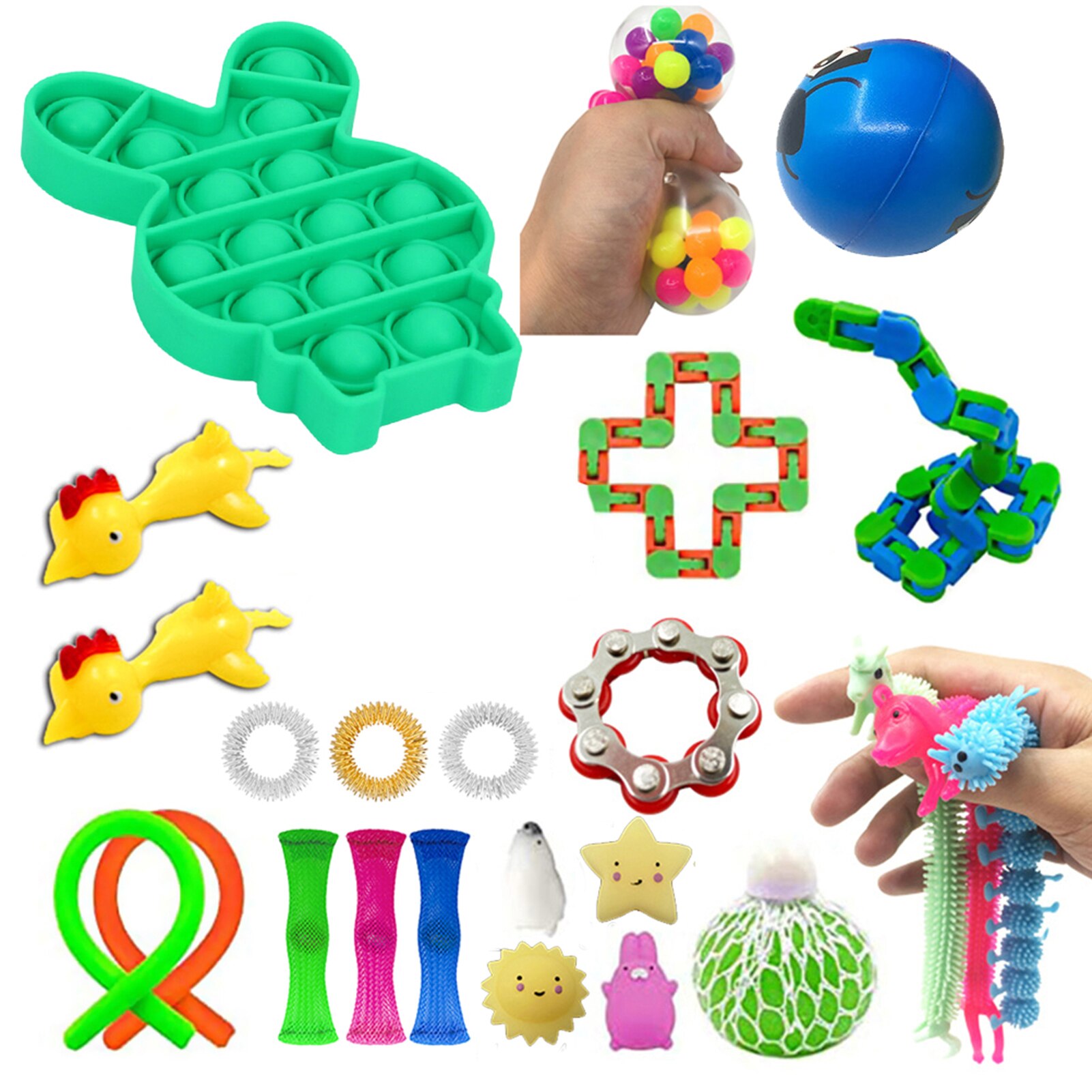 24pc Sensory Toy Set - Marble Ball Fidget Toys for Autism, ADHD, Anxiety - Stress Relief Hand Toys